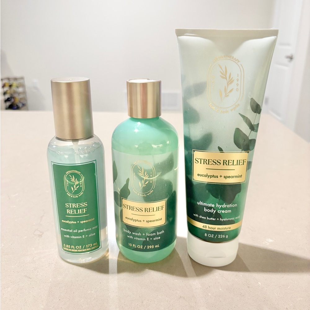 Bath and Body Works Stress Relief Eucalyptus Spearmint Gift Set 3pc BBW
